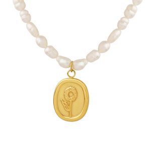 pearl flower pendant necklace