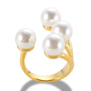 stainless steel pearl rings