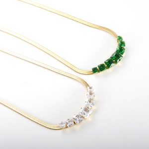 green and clear charms necklace